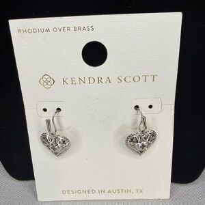 Kendra Scott Silver Long Drop Hearts Earrings NWT
